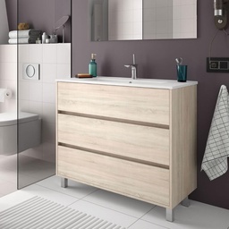 [S-FZ100250] Mobile bagno Elmas100 con lavabo rovere caledonia 3 cassetti 100x45x86h