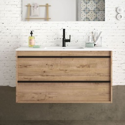 [S-FZ100244] Mobile bagno sospeso Ador100 rovere ostippo con lavabo 2 cassetti 100x45x54h