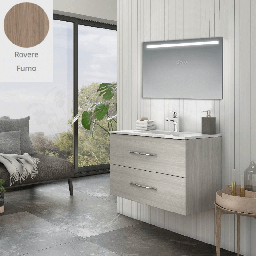 [S-FZ91909] Mobile bagno sospeso Bracciano rovere fumo 81,5x46,5x53 H