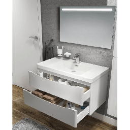 [S-FZ92008] Mobile bagno sospeso Lesina bianco lucido 90x48x55