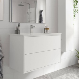 [S-FZ100261] Mobile bagno sospeso Mango80 bianco opaco con lavabo 2 cassetti 80x45x54h