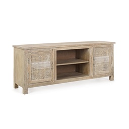 [S-B0746214] Mobile basso 2 ante Mayra in legno naturale 150x40x60h cm
