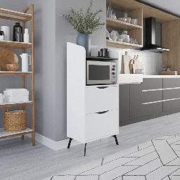 [99289] Mobile multiuso Gorki con cassetti bianco e ripiano retro grey