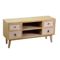 [S-V8040790000] Mobile porta TV 2 vani + 4 cassetti legno naturale 30x105x53 cm