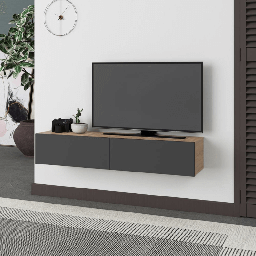 [S-FZ99267] Mobile porta TV sospeso Francy rovere antracite ante a ribalta