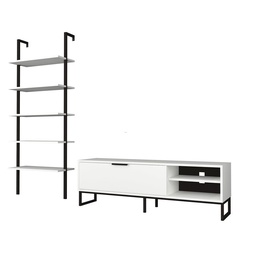 [S-FZ91156] Mobile porta tv con libreria 5 mensole bianco  70x30xh.180 cm