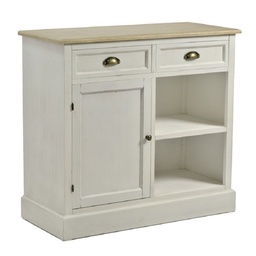 [S-V8029670000] Mobile shabby bianco con 2 cassetti, 1 anta e 2 ripiani - 40 x 90 x 84 cm