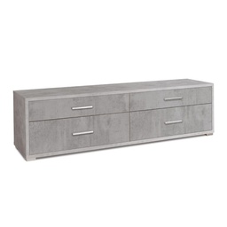 [S-ODB805CECEK] Mobiletto basso porta TV in legno con quattro cassetti Beton Cemento 179x47x h50 cm