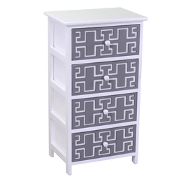 [S-V8040050000] Mobiletto cassettiera bianco grigio 4 cassetti 40x29x73h cm