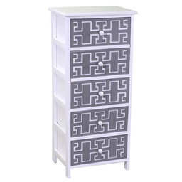 [S-V8040060000] Mobile cassettiera bianco grigio con 5 cassetti - 40x29x90h cm