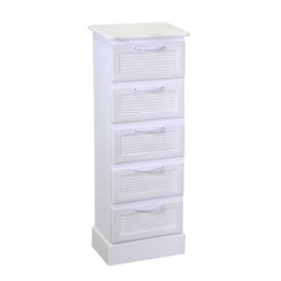 [S-V8041550000] Mobiletto in legno con 5 cassetti bianco cm29x23h81