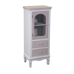 [S-V8041320000] Mobiletto vetrina con 1 anta vetro + 2 cassetti piccoli 40x30x100 cm