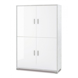 [S-A734BFBLK] Mobiletto con 4 ante e ripiani per ufficio Bianco 107x41x162 cm