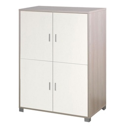 [S-A734OLBFK] Mobiletto con 4 ante e ripiani per ufficio Olmo Bianco 107x41x162 cm