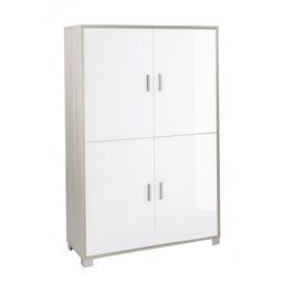 [S-A734OLBLK] Mobiletto quattro ante per ufficio Olmo Bianco Lucido 107x41x162 cm