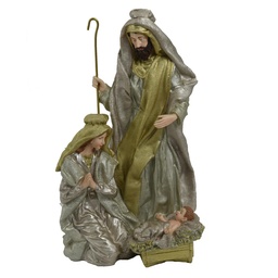 [S-V6318870000] Natività in resina bianco oro 24,5x19,5x39,5 cm