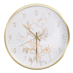 [S-V1871690000] Orologio alluminio farfalle bianco tondo ø31,6h4,9