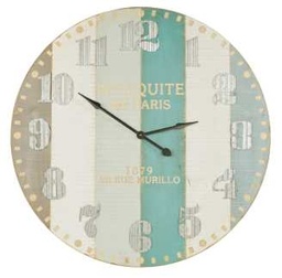 [S-V9108670000] Orologio in legno bianco e azzurro, Øcm 113,5 x 6