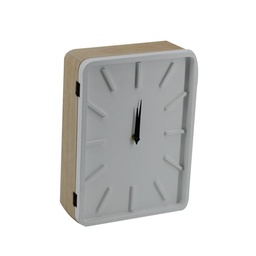 [S-V1862200000] Orologio in legno bianco con portachiavi cancelletto rettangolare 22x30x8 cm