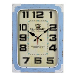 [S-V1860780000] Orologio in legno e metallo azzurro rettangolare 45x7x60 cm