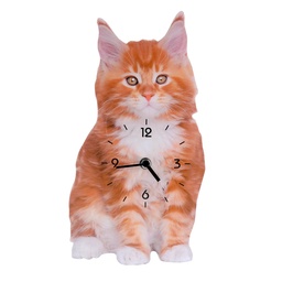 [S-V1869750000] Orologio in legno a forma di gatto arancione cm30x16x3