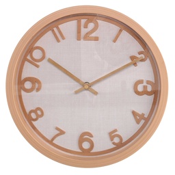 [S-V1871780000] Orologio in plastica effetto legno e tessuto naturale, ø31h4