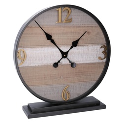 [S-V1868960000] Orologio da tavolo in legno e metallo, cm 43,9x11,9h48