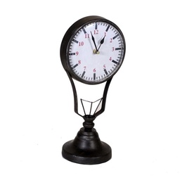 [S-V1861100000] Orologio da tavolo in metallo nero con lampadina, cm 24x15h48