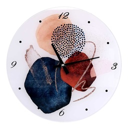 [S-V1871320000] Orologio Vetro Astratto Bianco Tondo 30x4 cm