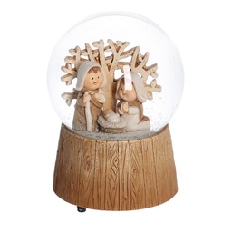 [S-V6169720000] Palla di vetro con carillon natività naturale 10x10x14,5 cm