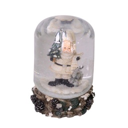 [S-V6077790000] Palla di Vetro con Neve Babbo Bianco Cilindro Ø8x10,5 cm