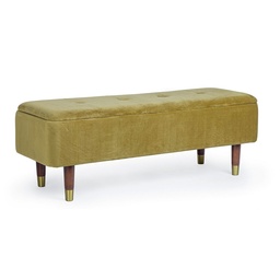 [S-B0721572] Panca 2 posti contenitore velluto verde Kira cm 120 x 42 x 42