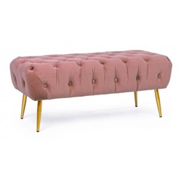 [S-B0743680] Panca arredo pouf rosa con gambe cm 103 x46x40h