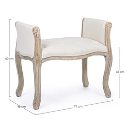 [S-B0743674] Panca classica singola legno e tessuto naturale Diva