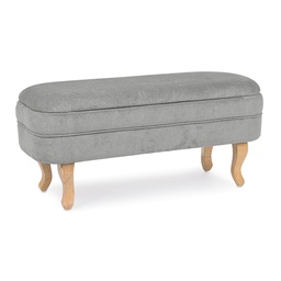 [S-B0748242] Panca contenitore Chenille vintage in velluto grigio chiaro 102x41x49h cm