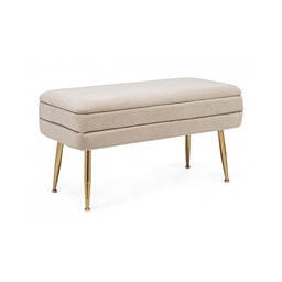 [S-B0720384] Panca contenitore beige con piedi  cm 79.5 x 37.5 x 42h