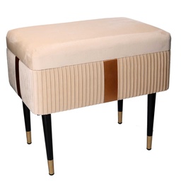 [S-V2809730000] Panca Contenitore Velluto Crema 50x35h47