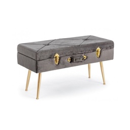 [S-B0720328] Panca in velluto con contenitore Grigio POLINA 80x34x h42 cm