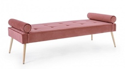 [S-B0743688] Panca rosa design velluto rosa antico, gambe oro, dimensioni 185x75x45h