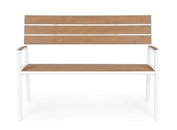 [S-B0662189] Panchina da giardino bianca Isak - Design elegante per il tuo spazio esterno