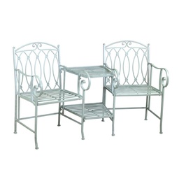 [S-V6453810000] Panchina con Tavolo Ferro Ragusa e Portaombrellone Verde - 155x68,5x91,5 cm