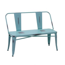 [S-V8035980000] Panchina in ferro Bristol azzurro antico con schienale - 51x111x82,5 cm