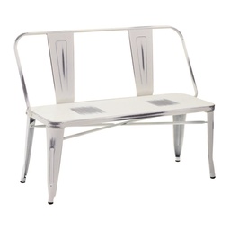[S-V8035970000] Panchina in Ferro con Schienale Bianco Antico 111x51x82,5 cm