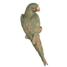 [S-V6120260000] Pappagallo Resina Oro Verde 12x38x6 cm
