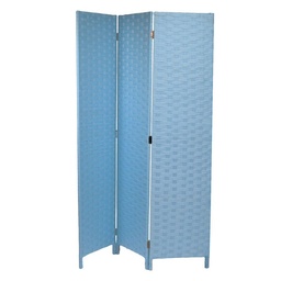 [S-V42056500AZ] Paravento poliestere 3 ante azzurro 40x175 cm