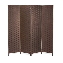 [S-V42056600GR] Paravento in poliestere 4 ante noce 40x175 cm