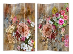 [S-V4206810000] Paravento stampa 3 ante con fiori rosa 120,6x2,5h180 cm