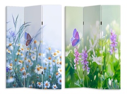 [S-V4206770000] Paravento stampa 3 ante fiori e farfalle 120,6x2,5x180 cm