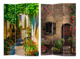 [S-V4206780000] Paravento stampa 3 ante scalinata con fiori cm120,6x2,5h180