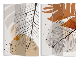 [S-V4214380000] Paravento stampa foglie beige arancione 3 ante rettangolare 120,6x2,5xh180